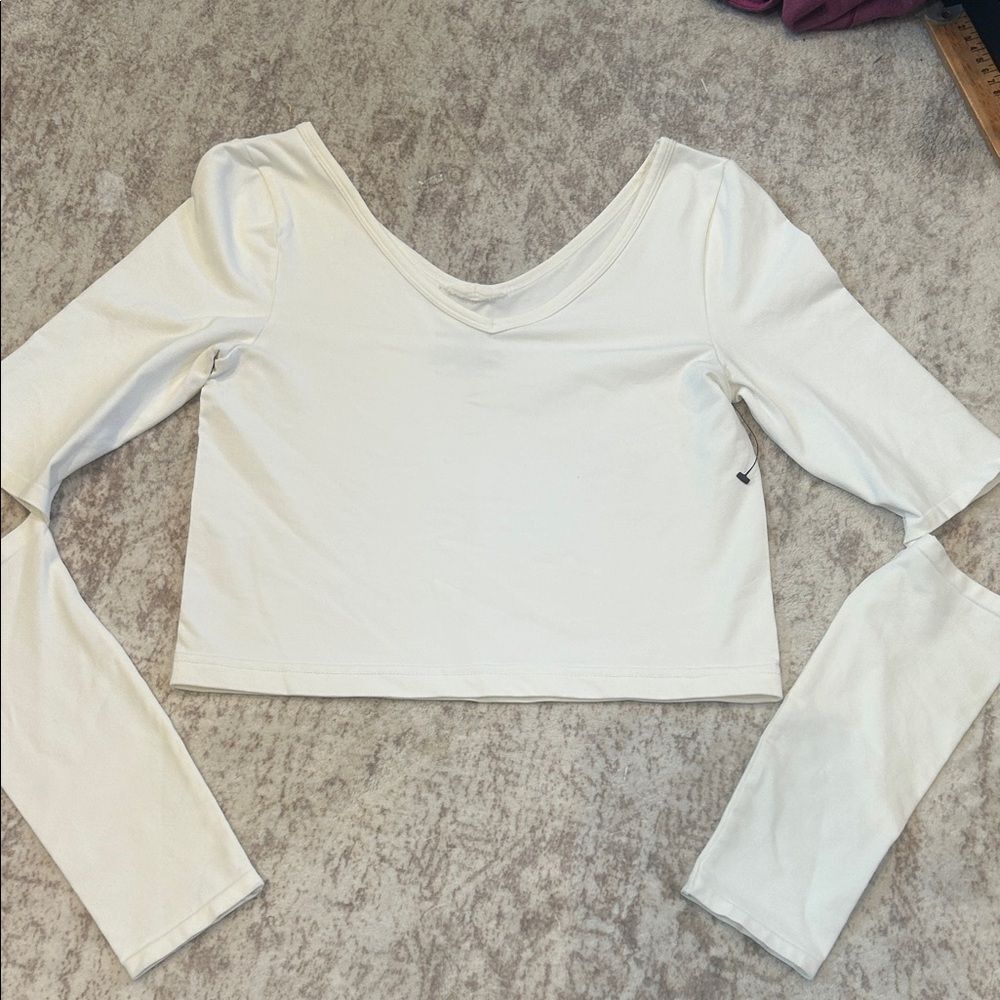 Hemut lang White Long Sleeve slashed elbow cropped small new without tags - Picture 2 of 6
